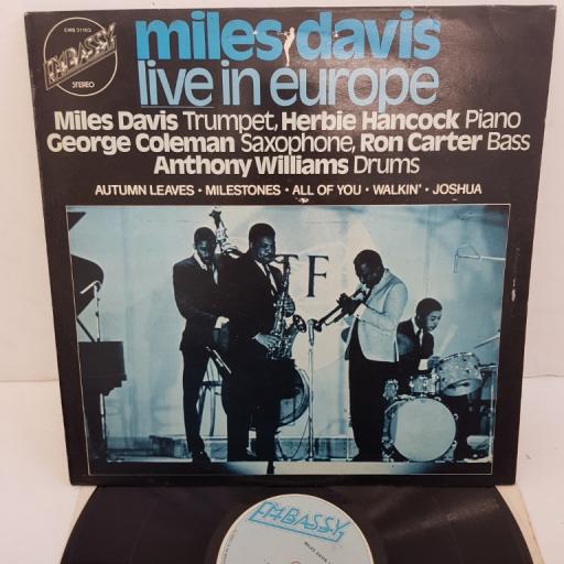 MILES DAVIS - Live in Europe, EMB 31103, 12"LP, REISSUE, light blue EMBASSSY label
