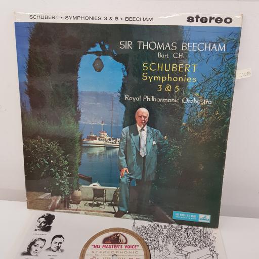 SIR THOMAS BEECHAM, FRANZ SCHUBERT, THE ROYAL PHILHARMONIC ORCHESTRA - Symphonies 3&5, 12 inch LP, ASD 345, gold/pink/white label - 1st press