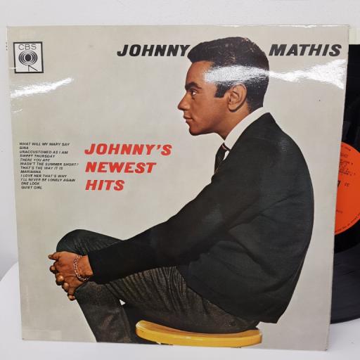 JOHNNY MATHIS- Johnny's newest hits. BPG62147, 12" LP, orange label with black font.