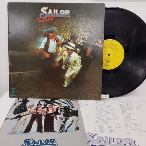 SAILOR- Trouble. EPC69192, 12" LP. Yellow label with black font.