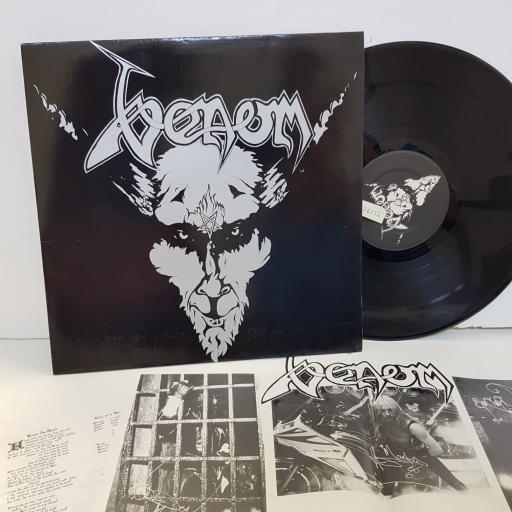 VENOM black metal. NEAT1005. RED ON WHITE LABEL., embossed sleeve with POSTER AND LYRICS. 12" vinyl LP