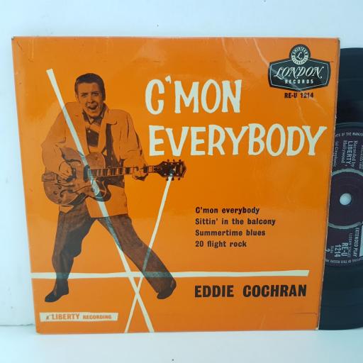 EDDIE COCHRAN c'mon everybody EP. sittin' in the balcony. summertime blues. 20 flight rock. 7" VINYL EP. REU1214