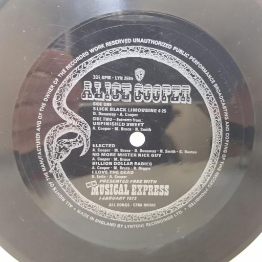 ALICE COOPER slick black limousine. Unfinnished sweet. 7"double sided flexi. LYN2585