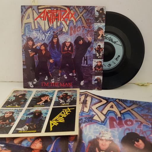 ANTHRAX I'm the man. caught in the mosh. 7" VINYL poster & stickers. IS338