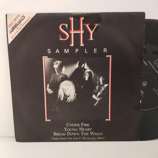 SHY, UNDER FIRE. YOUNG HEART. BREAK DOWN THE WALLS. 7" VINYL EP. SHY100