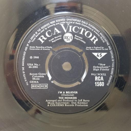 THE MONKEES I'm a believer. I'm not your stepping stone. VINYL 7” SINGLE. RCA1560