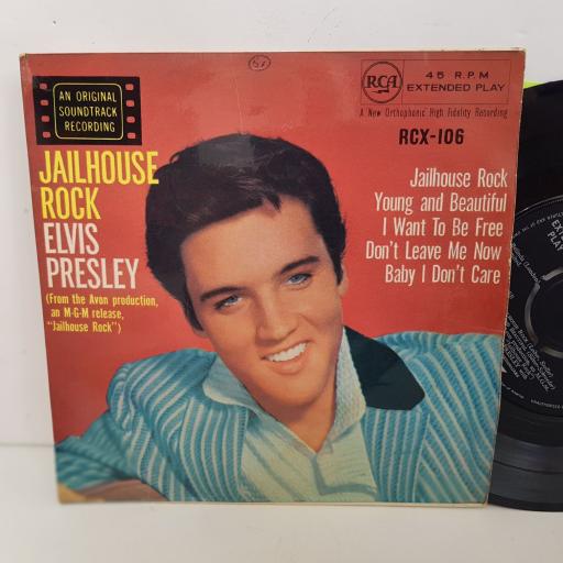 ELVIS PRESLEY soundtrack from Jailhouse Rock, Young and beautiful, I want to be free, Don't leave me now, Baby i don't care. 7 inch single vinyl. RCX106