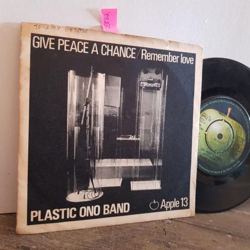 PLASTIC ONO BAND give peace a chance. remember love. 7" vinyl SINGLE. APPLE13