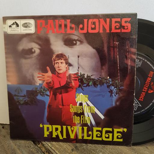 PAUL JONES sings songs from the film PRIVILAGE. 7" vinyl 4 TRACK EP SINGLE. 7EG8975