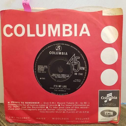 THE ANIMALS it's my life. I'm going to change the world. 7" vinyl SINGLE. DB7741