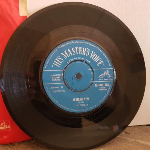 THE CRESTS trouble in paradise. always you. 7" vinyl SINGLE. 45pop768