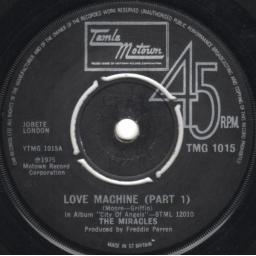 THE MIRACLES love machine (part 1). part 2. 7" vinyl SINGLE. TMC1015