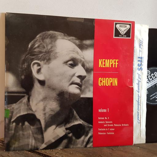 Wilhelm Kempff, Frédéric Chopin ?– Chopin volume 1. 12" vinyl LP. SXL 2081