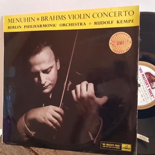 Brahms. Yehudi Menuhin with Berlin Philharmonic Orchestra. conducted by Rudolf Kempe. Violin Concerto In D Major, Op.77. 12" vinyl LP. ASD 264