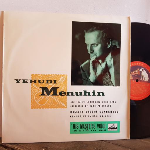 Mozart. Yehudi Menuhin. Philharmonia Orchestra. Violin Concertos. 12" vinyl LP. ALP 1281