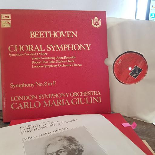 Beethoven. Carlo Maria Giulini, Choral Symphony No.9 In D Minor. Symphony No.8 In F. 12" vinyl LP BOX SET. SLP841
