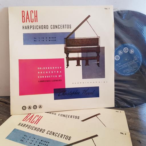 BACH HARPSICHORD CONCERTOS LAWRENCE LEONARD. VOL 1. VOL 2. VOL 3. 12" vinyl LP. XID 5073-75