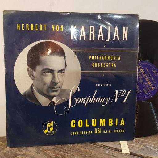BRAHMS, KARAJAN Symphony no.1, 12" vinyl LP. 33CX1053