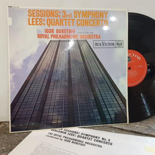 SESSIONS / LEES - IGOR BUKETOFF, ROYAL PHILHARMONIC ORCHESTRA Symphony no.3 / concerto for string quartet and orchestra, 12" vinyl LP. SB6739.