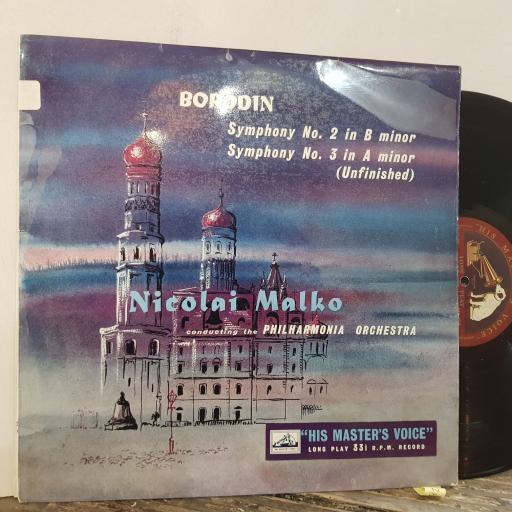 BORODIN. NICOLAI MALKO CONDUCTING THE PHILHARMONIA ORCHESTRA Symphony no.2 on B minor / symphony no.3 in A minor (unfinished), 12" vinyl LP. CLP1075.