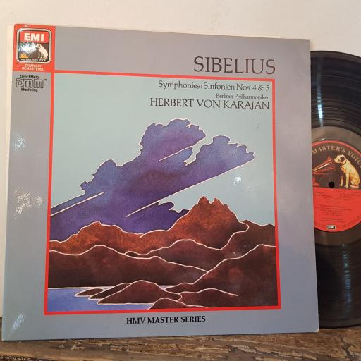 DIRECT METAL MASTERING. JEAN SIBELIUS, BERLINER PHILHARMONIKER, HERBERT VON KARAJAN Symphonies no.4&5, 12" vinyl LP compilation, 2906131.