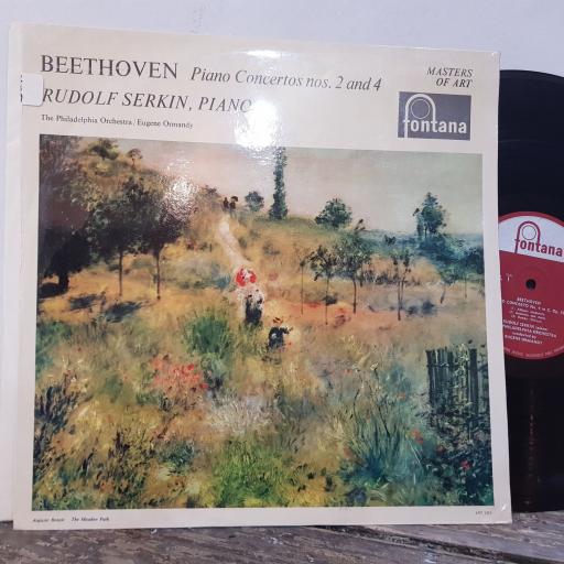BEETHOVEN, RUDOLF SERKIN, THE PHILADELPHIA ORCHESTRA, EUGENE ORMANDY Piano concerto no.2 / piano concerto no.4, 12" vinyl LP. EFL2506.