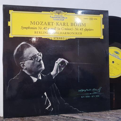 MOZART - KARL BOHM, BERLINER PHILHARMONIKER Symphonien nr,40 g-moll (in g minor) nr.41 jupiter, 12" vinyl LP. 138815.