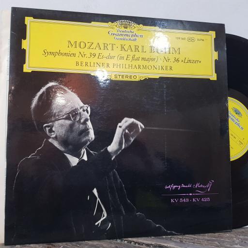MOZART - KARL BOHM, BRLINER PHILHARMONIKER Symphonien nr.39 ed-dur - nr.36 "linzer", 12" vinyl LP. 139160.
