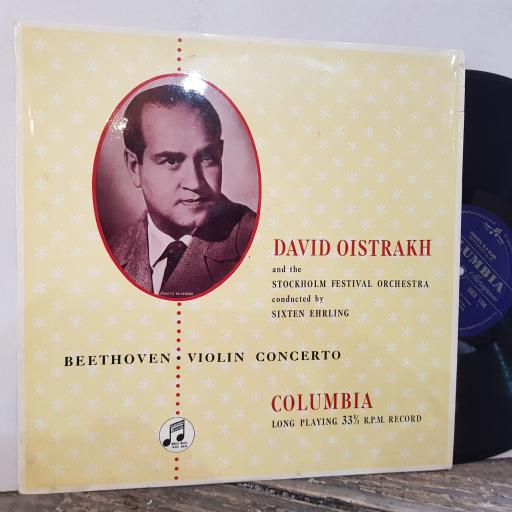 DAVID OISTRAKH AND THE STOCKHOLM FESTIVAL ORCHESTRA CONDUCTED BY SIXTEN EHRLING Beethoven violin concerto, 12" vinyl LP. 33CX1194