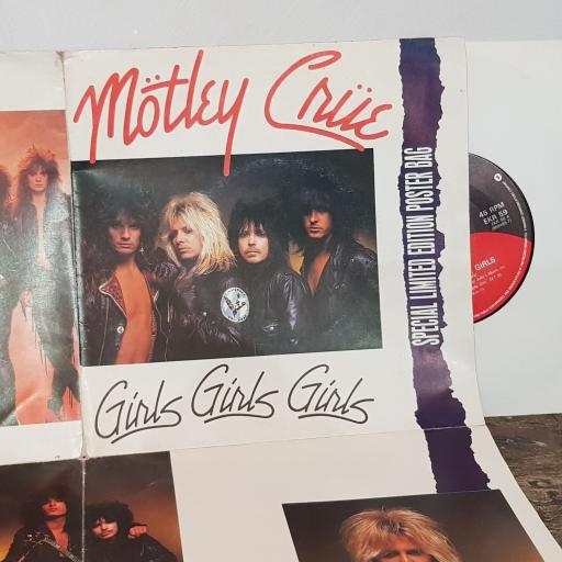 MOTLEY CREW girls girls girls sumtin' for nuthin'. 7" vinyl SINGLE with poster sleeve. EKR59