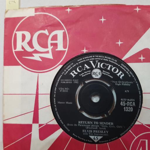 ELVIS PRESLEY WITH THE JORDANAIRES Return to sender ( from "girls girls girls"), Whee do you come from (from "girls girls girls"), 7" vinyl single. 45RCA1320