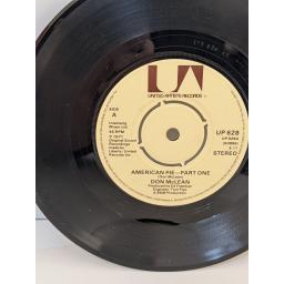 DON McLEAN American pie, 7" vinyl SINGLE. UP628
