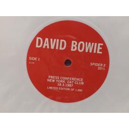 DAVID BOWIE Press conference new york cat club 18 3 1987, 7" white vinyl SINGLE. SPIDER2