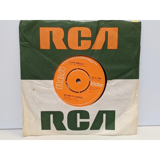 ELVIS PRESLEY Return to sender, Where do you come from, 7" vinyl SINGLE. RCA2706