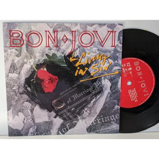 BON JOVI Living in sin, Love is war, 7" vinyl SINGLE. JOV7
