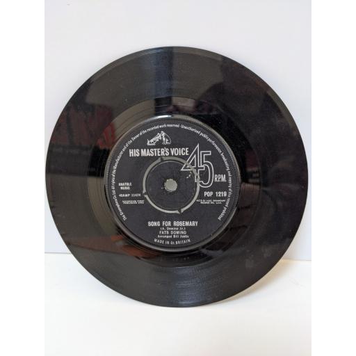 FATS DOMINO Song for rosemary, Red sails in the sunset, 7" vinyl SINGLE. POP1219
