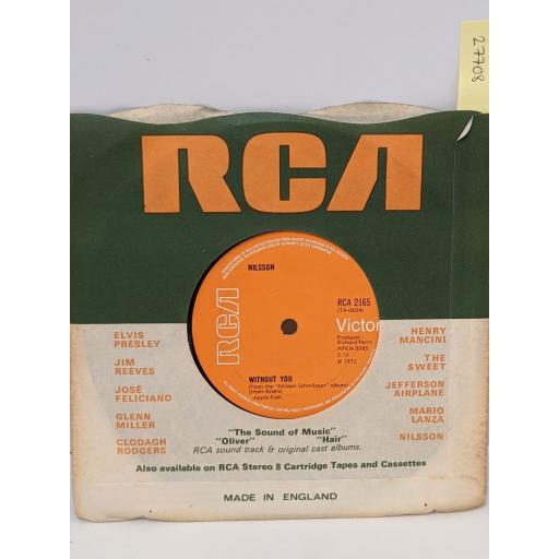 NILSSON Without you. Gotta get up 7" vinyl SINGLE. RCA2165