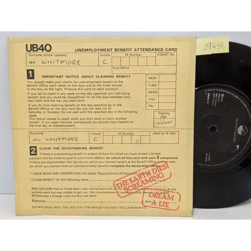 UB40 Dream a lie, The earth dies screaming, 7" vinyl SINGLE. GRAD10
