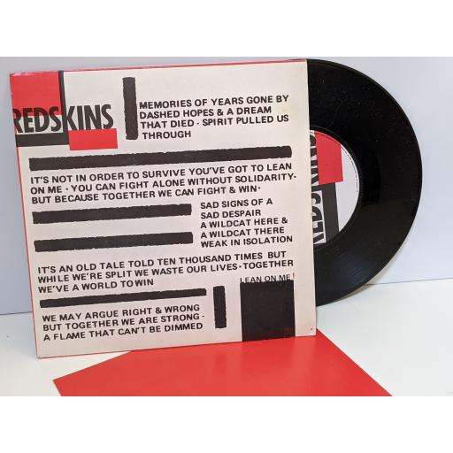 REDSKINS Lean on me, Unionize, 7" vinyl SINGLE. CNT016