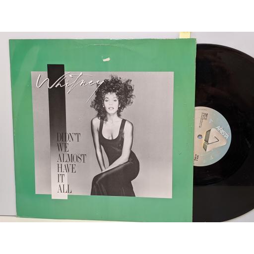 WHITNEY HOUSTON Didn't we almost have it all, I wanna dance with somebody, Shock me, 12" vinyl SINGLE. RIST31
