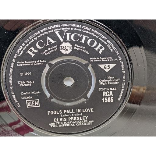 ELVIS PRESLEY Fools fall in love / indescribably blue 7" single. RCA1565