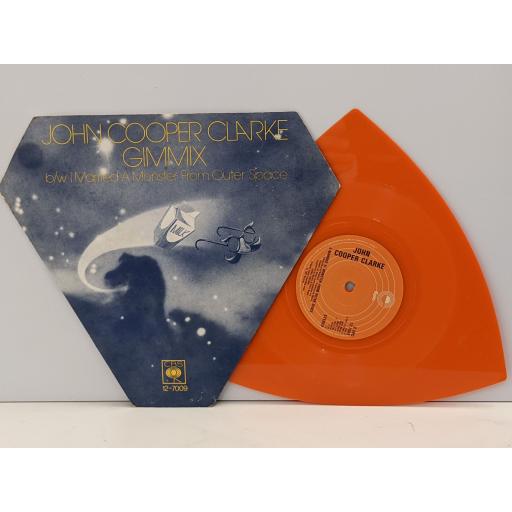 JOHN COOPER CLARKE Gimmix 7" cut-out orange picture disc single. 83132