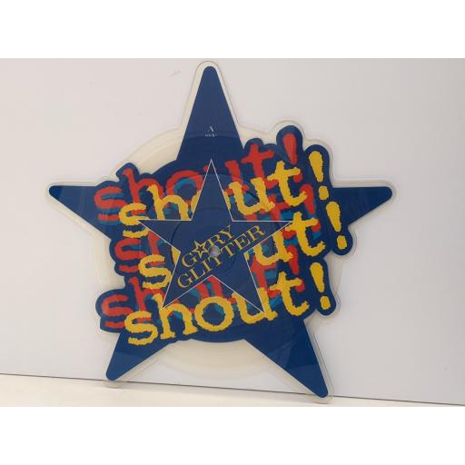 GARY GLITTER Shout! Shout! Shout! 7" cut-out picture disc single. ARISD586