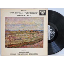 SCHUBERT Symphony No. 8 "unfinished", symphony No. 2 12" vinyl LP. SXL2156