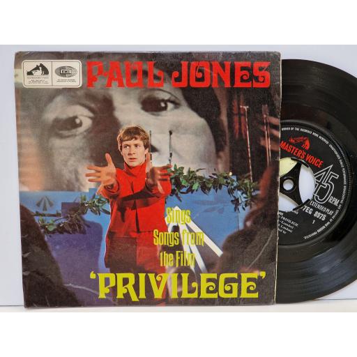 PAUL JONES Paul Jones sings songs from the film Privilege 7" single. 7EG8975