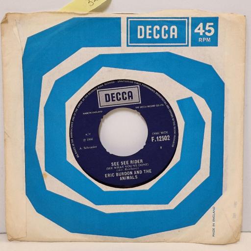 ERIC BURDON AND THE ANIMALS Help me girl / See see rider 7" single. F.12502
