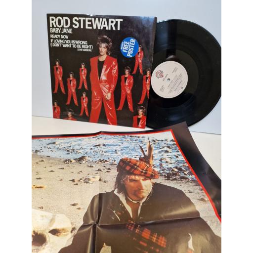 ROD STEWART Baby Jane 12" single plus poster. W9608T