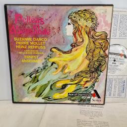 DEBUSSY, PELLEAS ET MELISANDE, SUZANNE DANCO, PIERRE MOLLET, HEINZ REHFUSS, ERNEST ANSERMET, L'ORCHESTRE DE LA SUISSE ROMANDE Ace of diamonds, Grand opera series 3x12" vinyl LP mono box set. GOM546