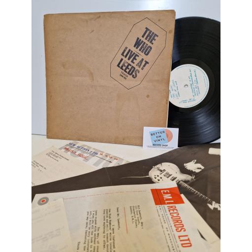 THE WHO The Who live at Leeds 12" vinyl LP. 2406001 BLACK STAMPER