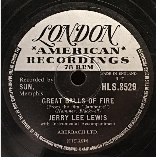 JERRY LEE LEWIS Great balls of fire. mean woman blues, 10" 78rpm single vinyl HLS8529